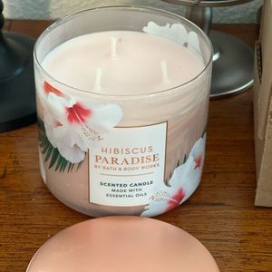Three wick Hibiscus Paradise candle from Bath and body Works